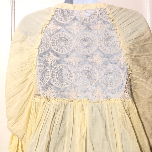 Free People Yellow Tunic Lace Back Button Shirt - Picture 1 of 6